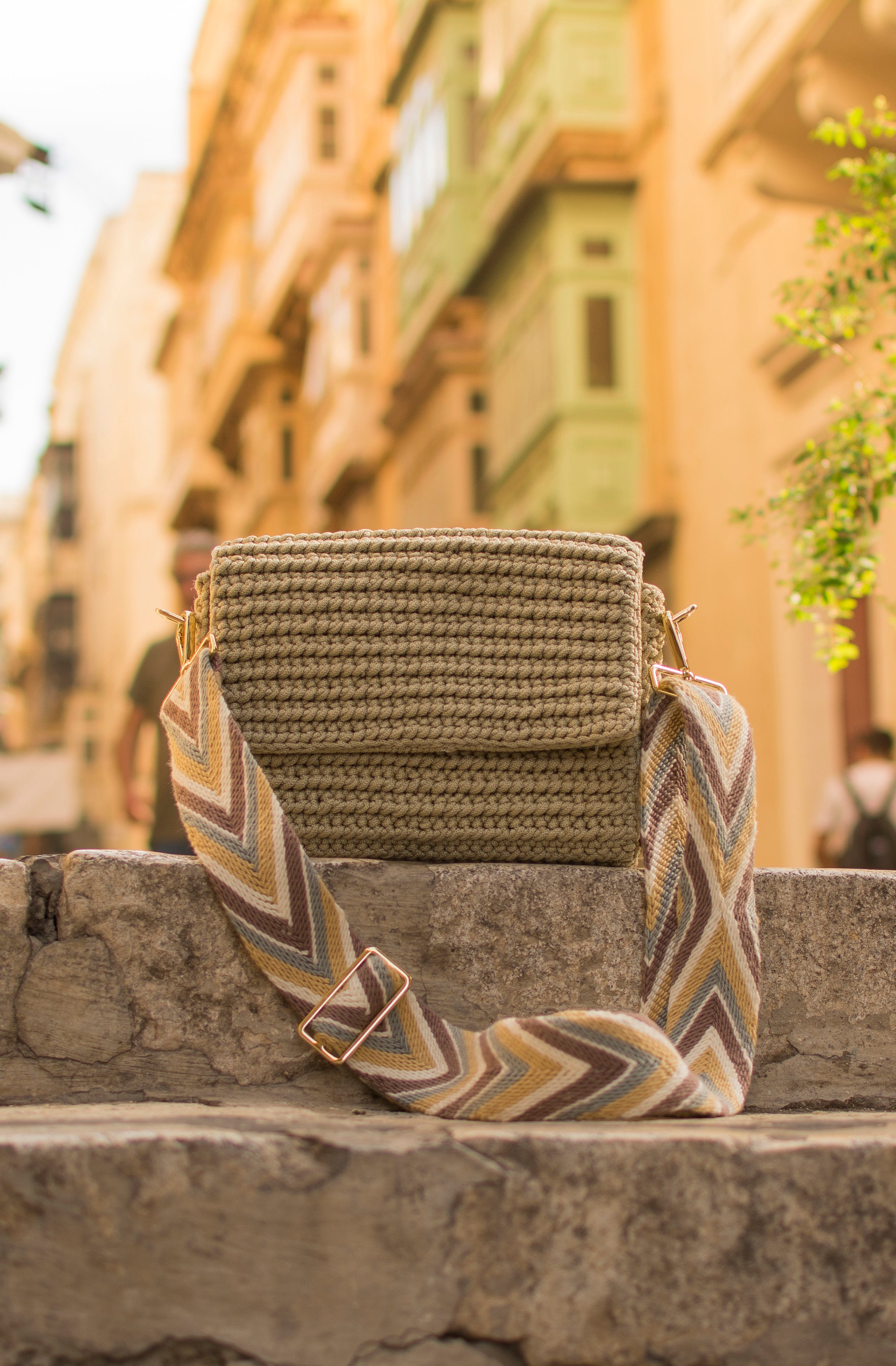 Ecru Handbag with Sand Strap