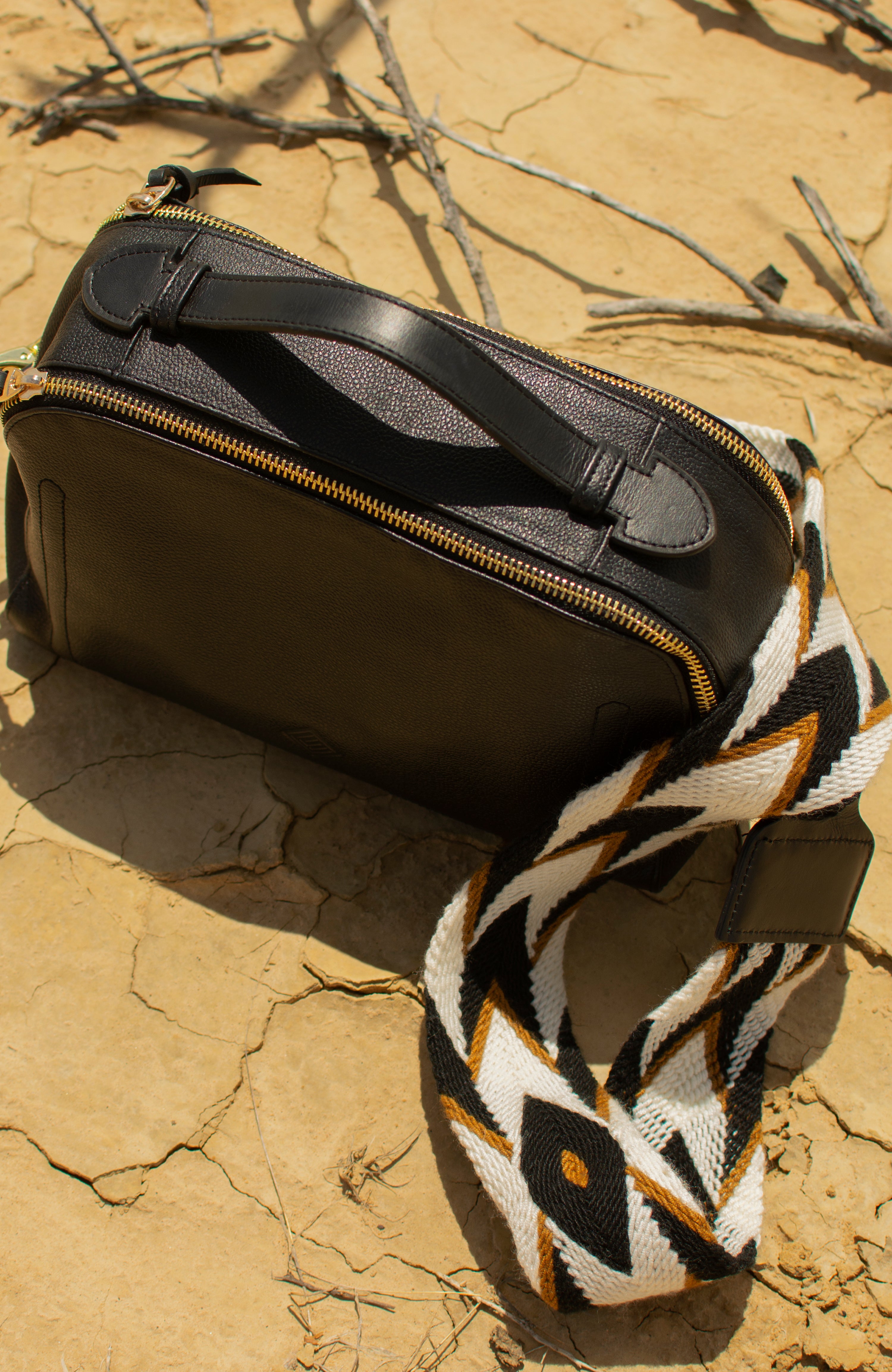 Black Urban Safari Handbag with Canyon Strap