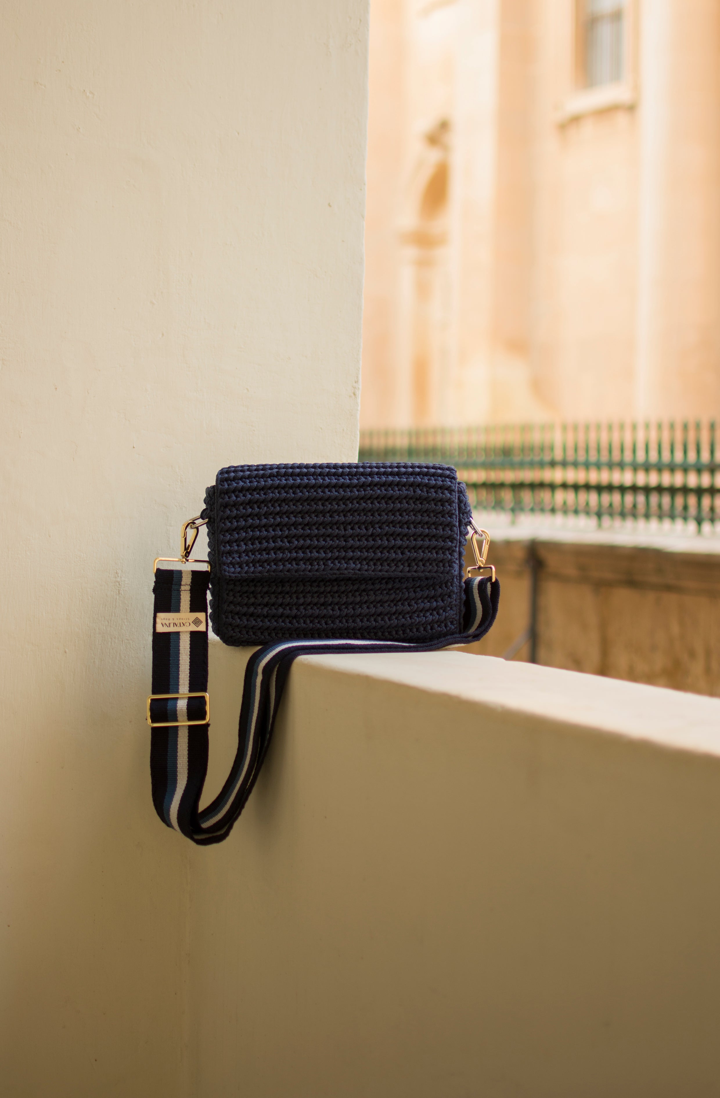 Blue Caribbean Handbag with Aqua Strap