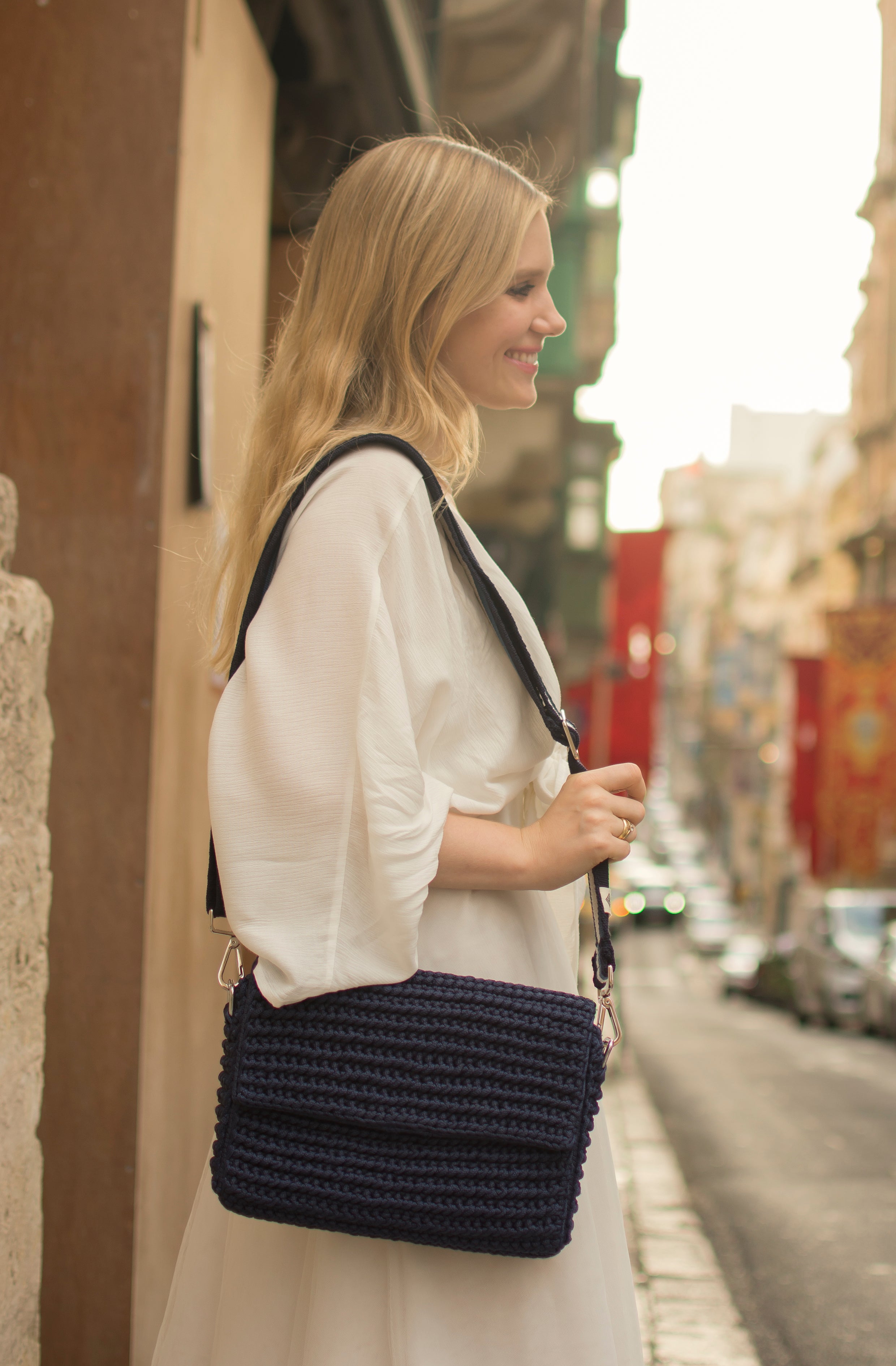 Blue Caribbean Handbag with Aqua Strap