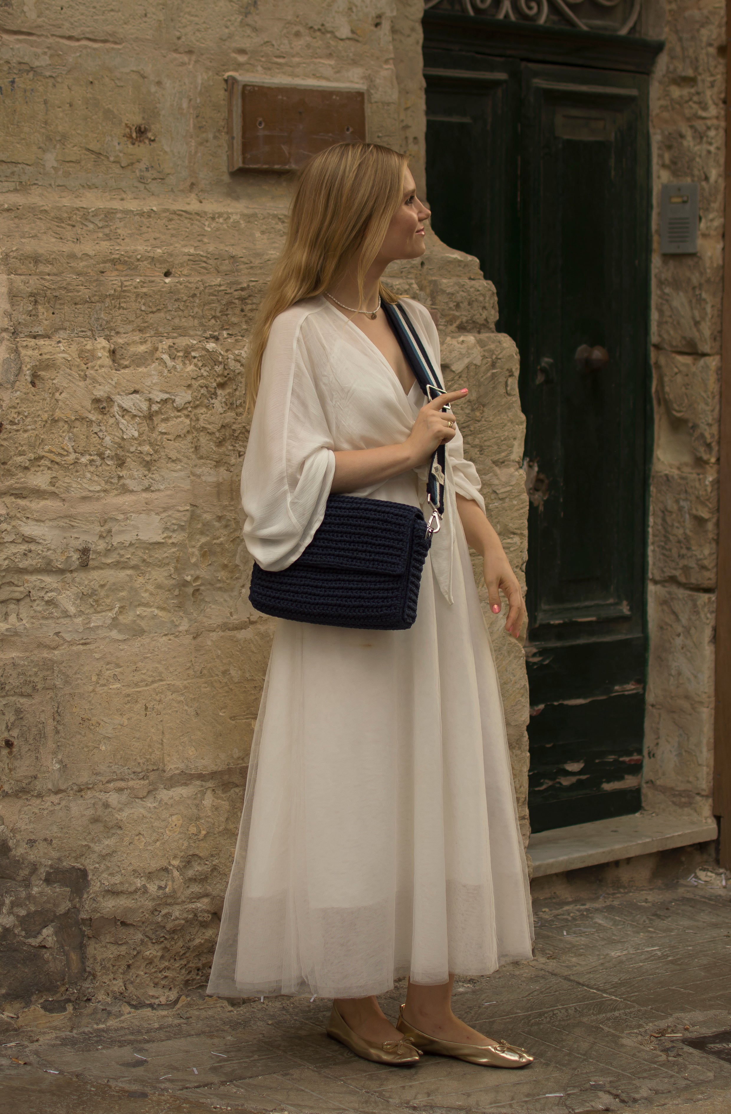 Blue Caribbean Handbag with Aqua Strap